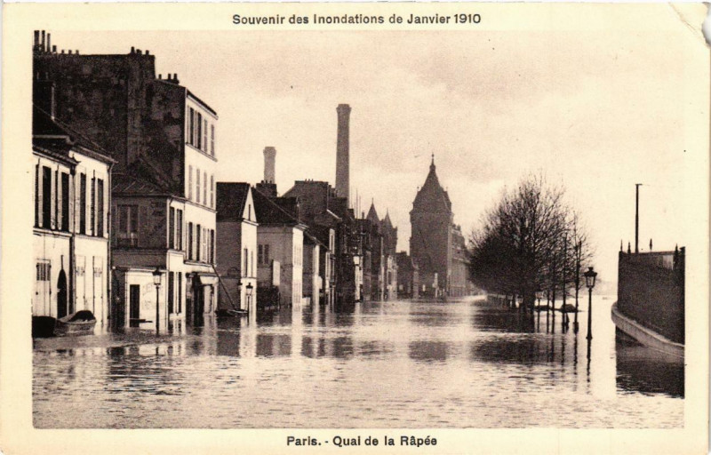 Carte postale ancienne Souvenir des Inondations. Paris Quai de la Rapée à Paris