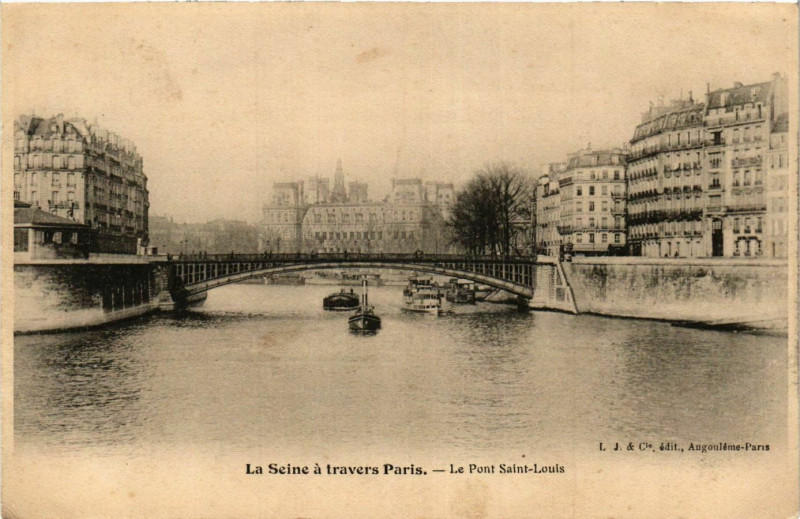 Carte postale ancienne Le Pont Saint-Louis à Paris 4e