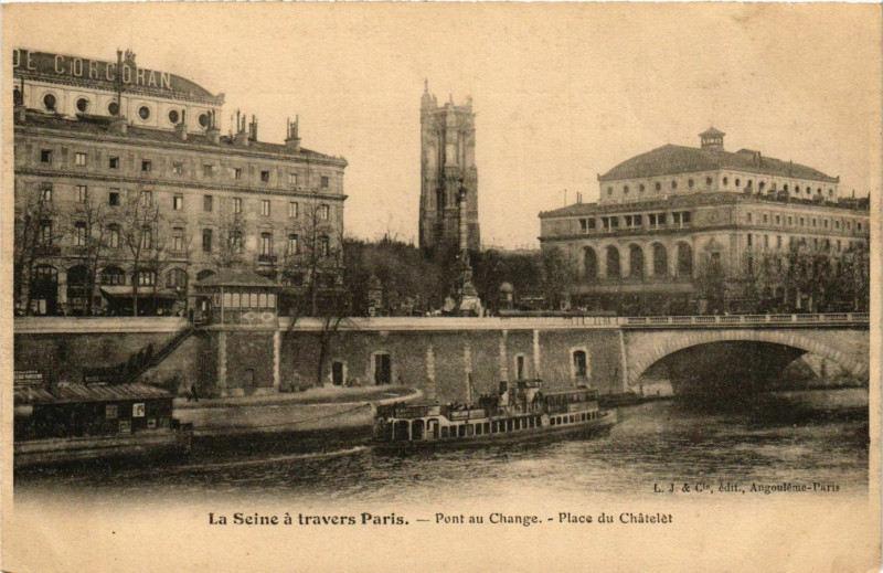 Carte postale ancienne Pont au Change Place du Chatelet à Paris 1er