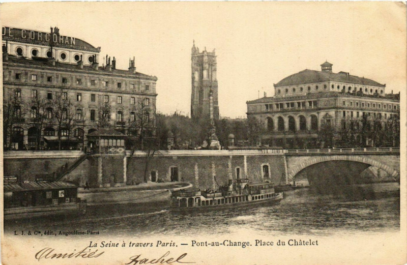 Carte postale ancienne Pont au Change Place du Chatelet à Paris 1er