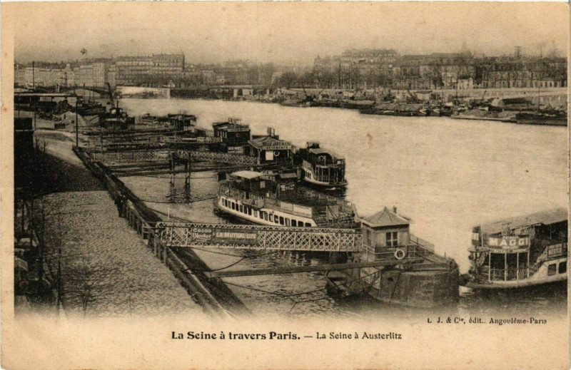 Carte postale ancienne La Seine à Austerlitz à Paris 5e