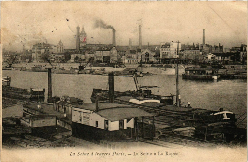 Carte postale ancienne La Seine à La Rapée à Paris 13e