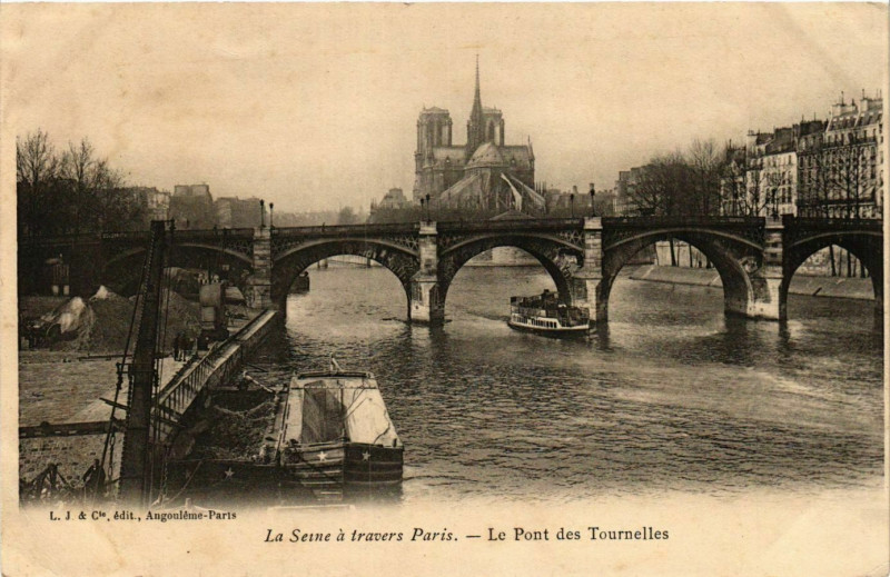 Carte postale ancienne Le Pont des Tournelles à Paris 4e