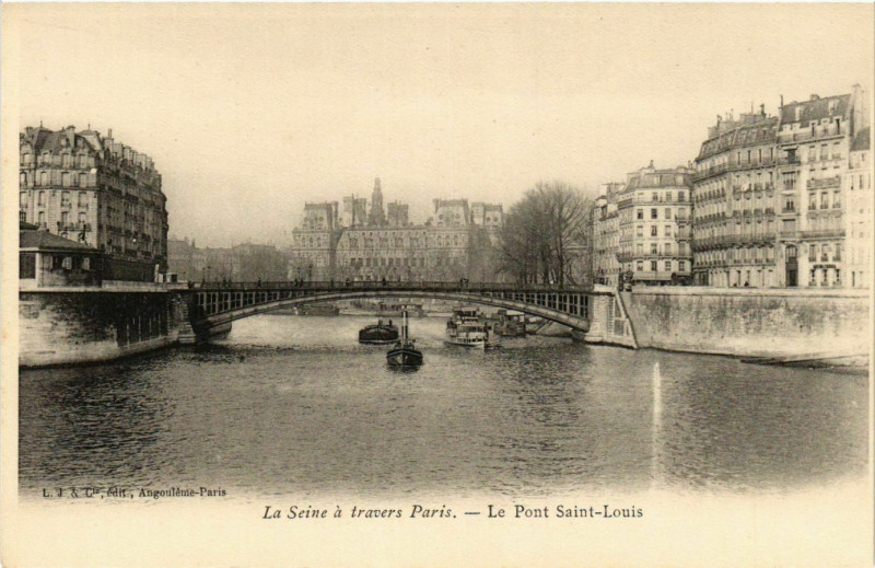 Carte postale ancienne Le Pont Saint-Louis à Paris 4e