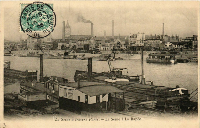 Carte postale ancienne La Seine à La Rapée à Paris 13e