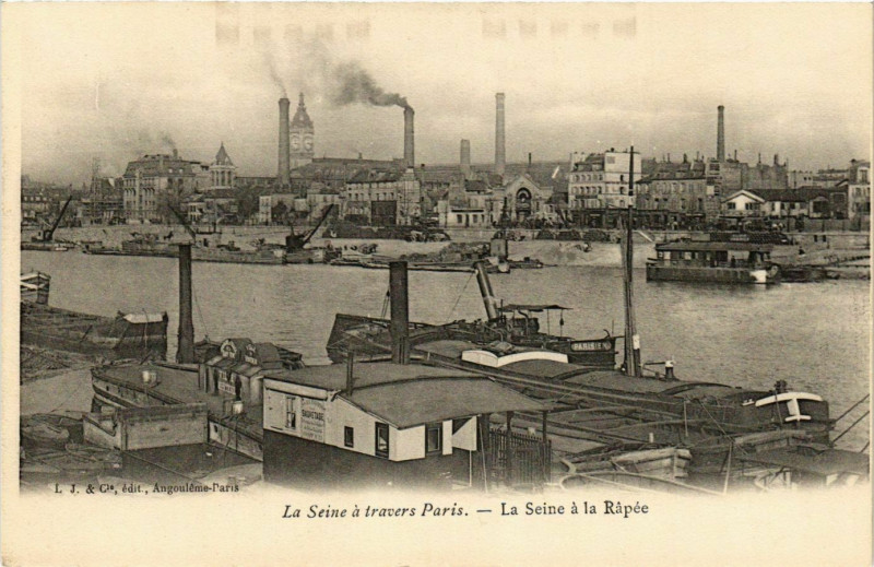 Carte postale ancienne La Seine à La Rapée à Paris 13e