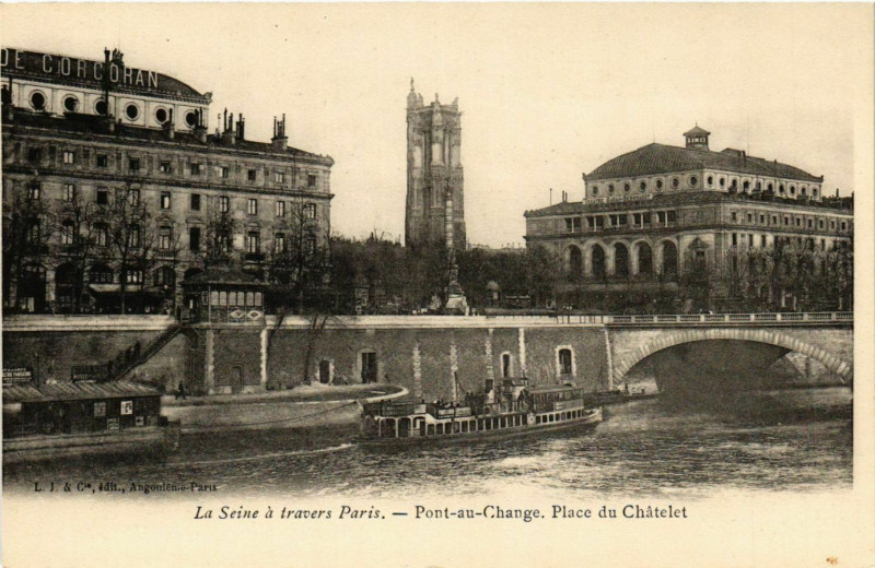 Carte postale ancienne Pont au Change Place du Chatelet à Paris 1er