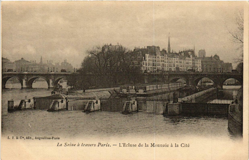 Carte postale ancienne L'Ecluse de la Monnaie à la Cité à Paris 6e