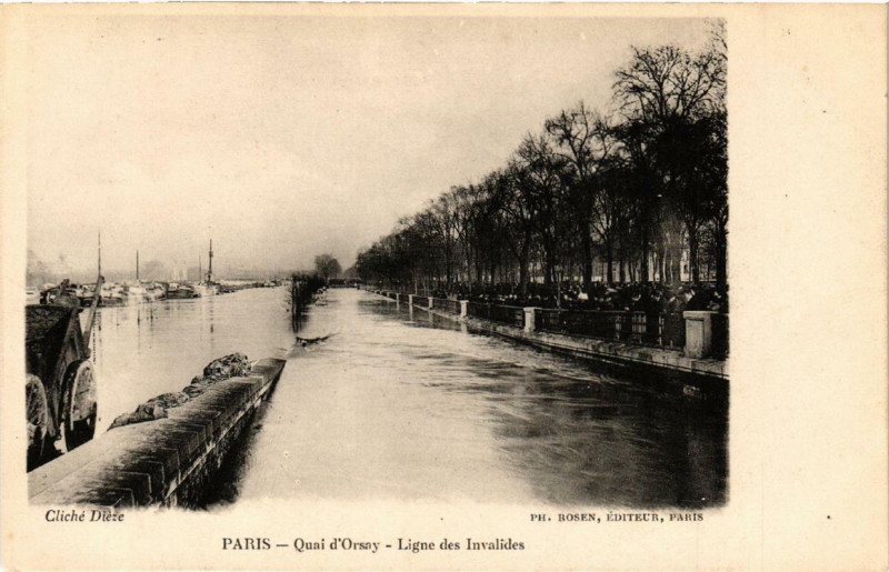 Carte postale ancienne Paris Quai d'Orsay Ligne des Invalides à Paris
