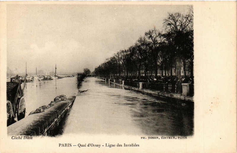 Carte postale ancienne Paris Quai d'Orsay Ligne des Invalides à Paris