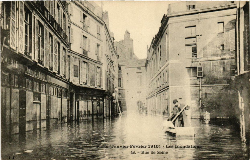 Carte postale ancienne Paris Les Inondations 48 Rue de Seine à Paris