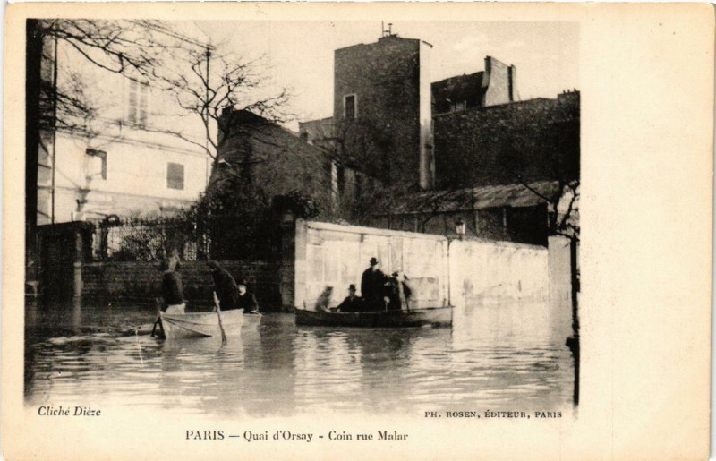 Carte postale ancienne Paris Quai d'Orsay Coin rue Malar à Paris