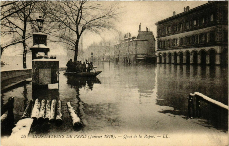 Carte postale ancienne Paris Inondations 1910 Quai de la Rapée à Paris