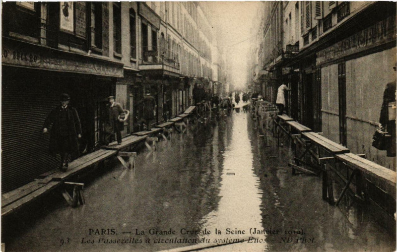 Carte postale ancienne La Grande Crue de la Seine 93 systeme Eno