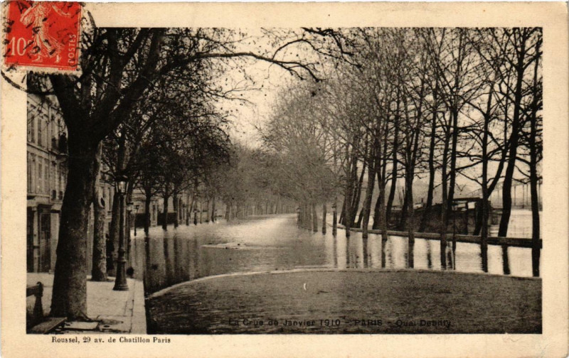 Carte postale ancienne Le Crue de Janvier 1910 Paris Quai Debilly à Paris