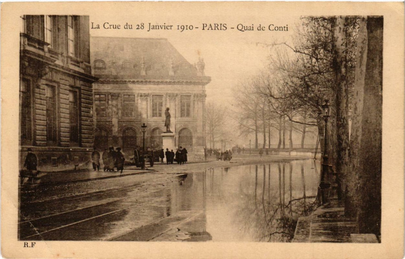 Carte postale ancienne La Crue du 28 Janvier 1910 Paris Quai de Conti à Paris
