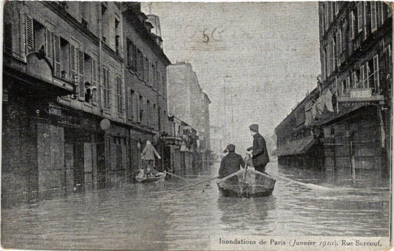 Carte postale ancienne Inondations de Paris Rue Surcouf à Paris