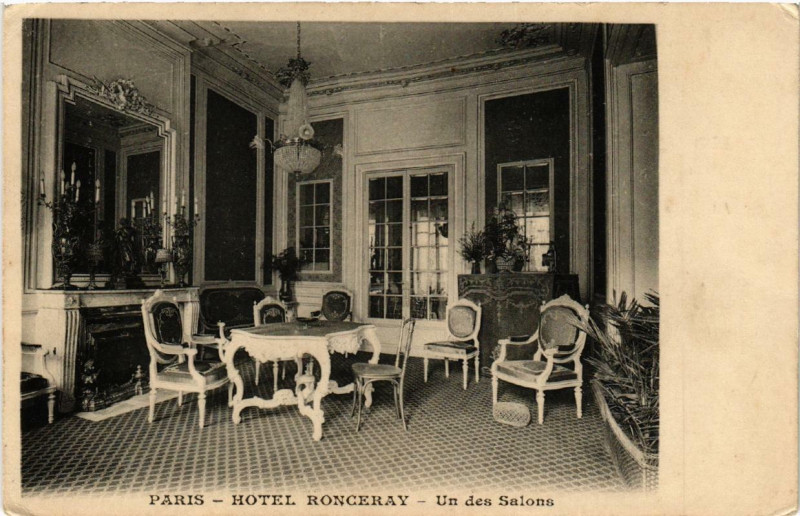 Carte postale ancienne Paris (9e) Hotel Ronceray Un des Salons à Paris 9e