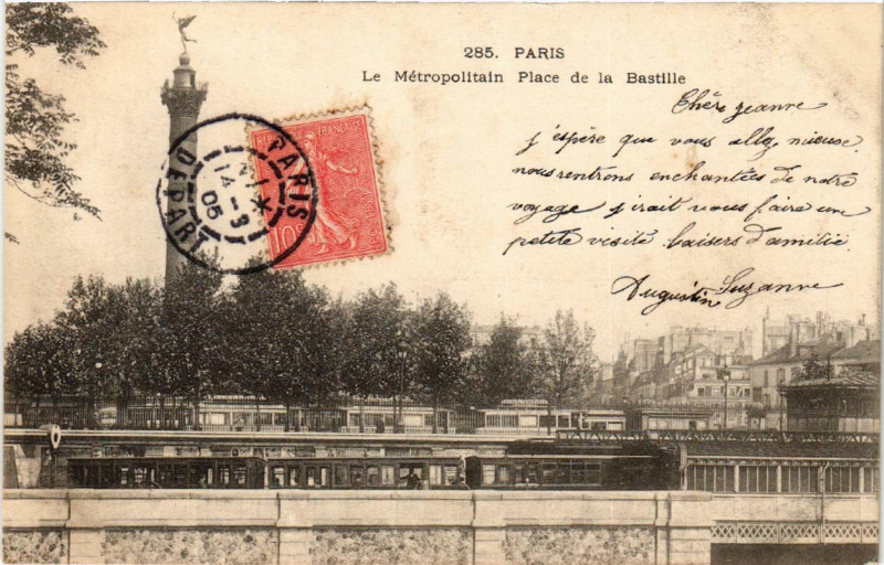 Carte postale ancienne Paris (4e) Le Metropolitain Place de la Bastille à Paris 4e