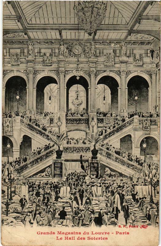 Carte postale ancienne Paris (1e) Grands Magasins du Louvre. Le Hall des Soieries à Paris 1er