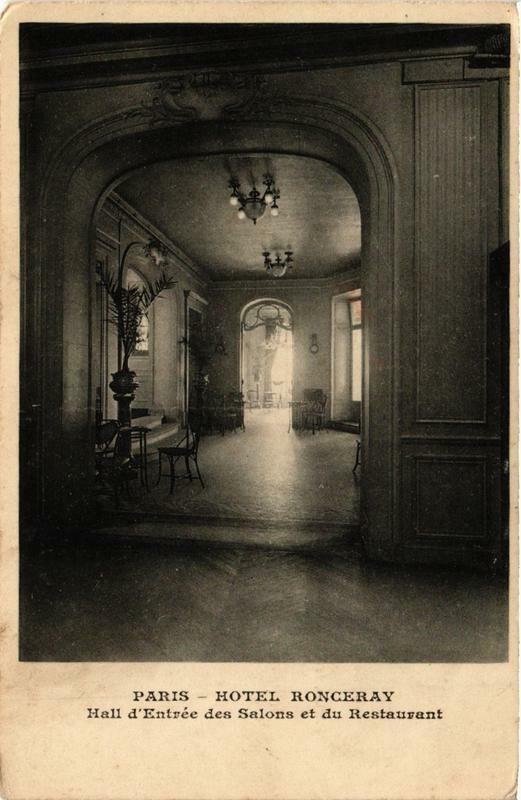 Carte postale ancienne Paris (9e) Hotel Ronceray Hall d'entrée des Salons du Restaurant à Paris 9e
