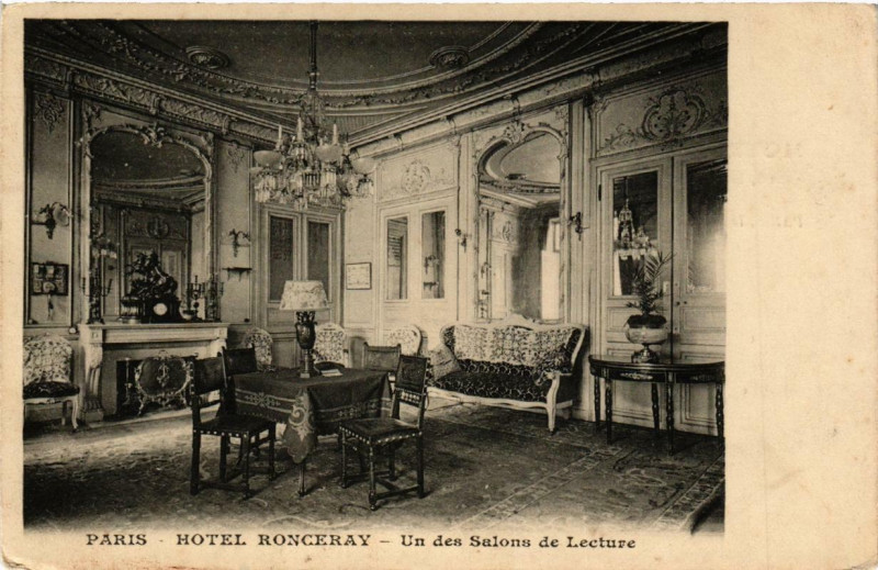 Carte postale ancienne Paris (9e) Hotel Ronceray Un des Salons de Lecture à Paris 9e