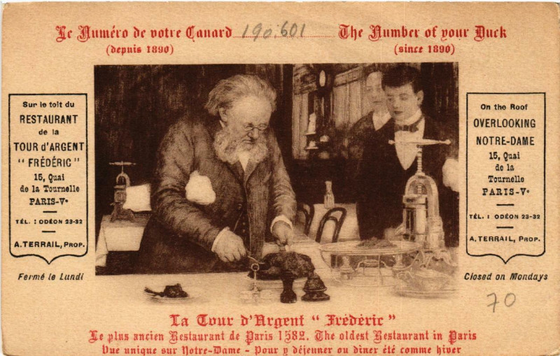 Carte postale ancienne Paris (5e) La Cour d'Argent Frederic Restaurant à Paris 5e
