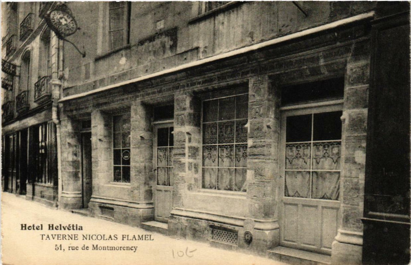 Carte postale ancienne Paris (3e) Taverne Nicolas Flamel 51 rue de Montmorency à Paris 3e