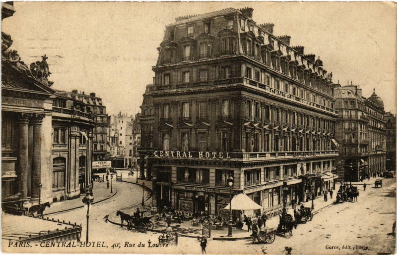 Carte postale ancienne Paris (1e) 40 Rue du Louvre. Central-Hotel à Paris 1er