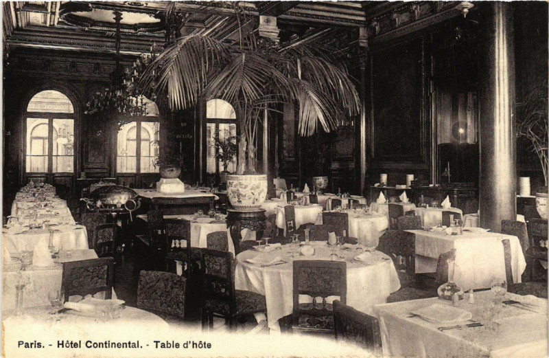 Carte postale ancienne Paris (9e) Hotel Continental. Table d'Hote à Paris 9e