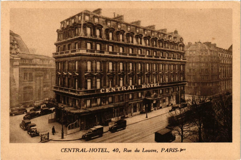 Carte postale ancienne Paris (1e) 40 Ru du Louvre. Central-Hotel à Paris 1er