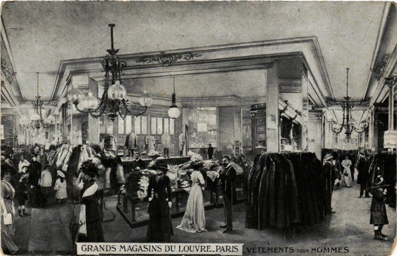 Carte postale ancienne Paris (1e) Grands Magasins du Louvre Vetements pour Hommes à Paris 1er
