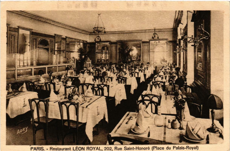 Carte postale ancienne Paris (1e) 202 Rue Saint-Honore. Restaurant Leon Royal à Paris 1er