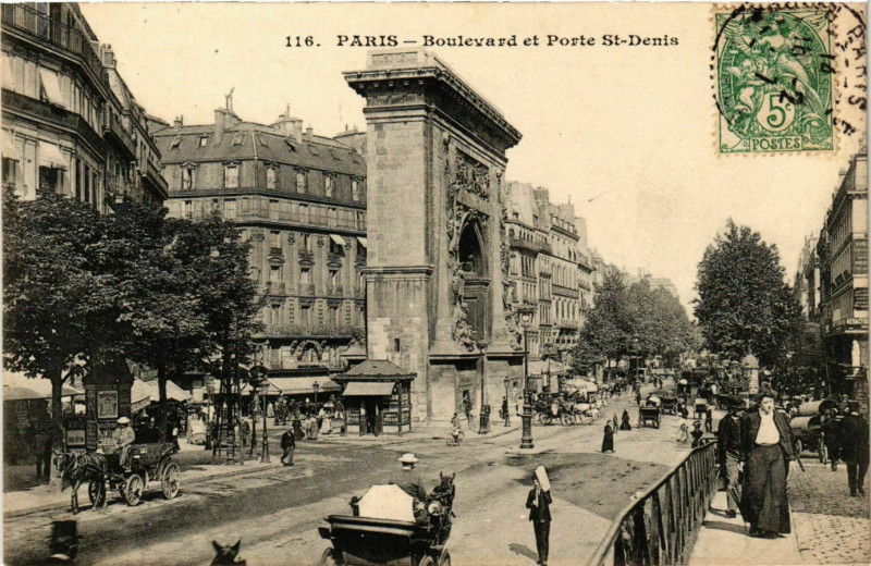 Carte postale ancienne Paris 10e Boulevard et Porte Saint-Denis ed. E.L.D à Paris 10e
