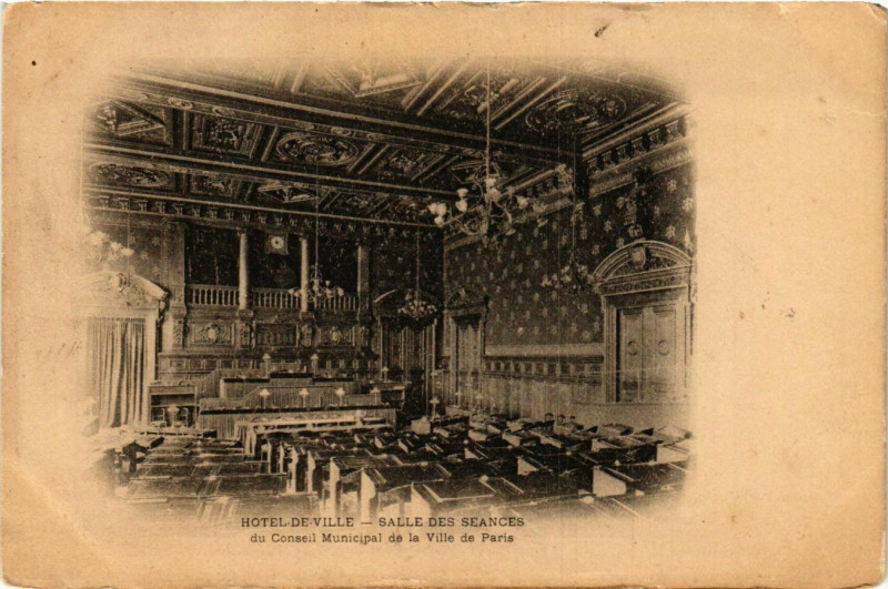 Carte postale ancienne Paris 4e Hotel de Ville Salle des Seances à Paris 4e