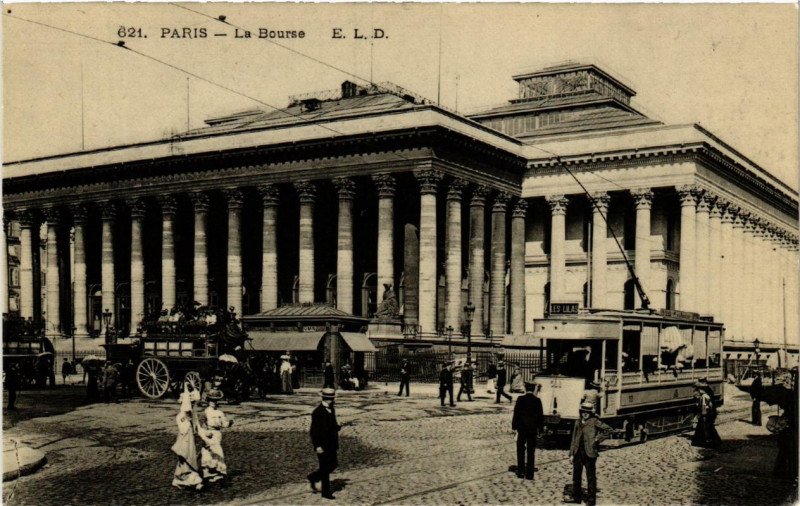 Carte postale ancienne Paris (2e) la bourse à Paris 2e