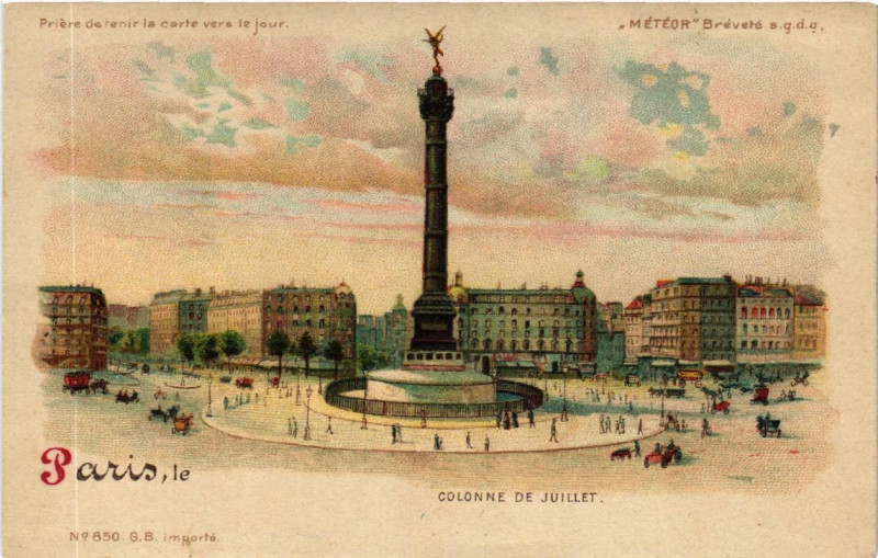 Carte postale ancienne Paris (4e) Colonne de Juillet à Paris 4e