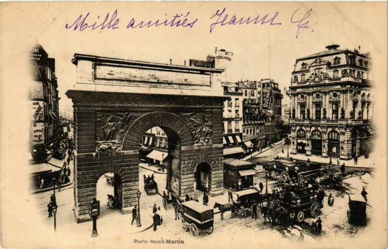 Carte postale ancienne Paris 10e Porte Saint-Martin à Paris 10e