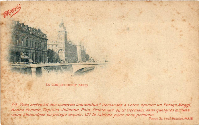 Carte postale ancienne Paris (1e) La Conciergerie à Paris 1er