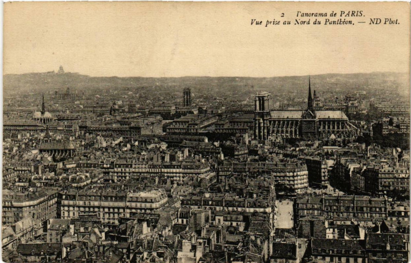 Carte postale ancienne Paris (4e) Panorama vue prise au Nord du Pantheon à Paris 4e