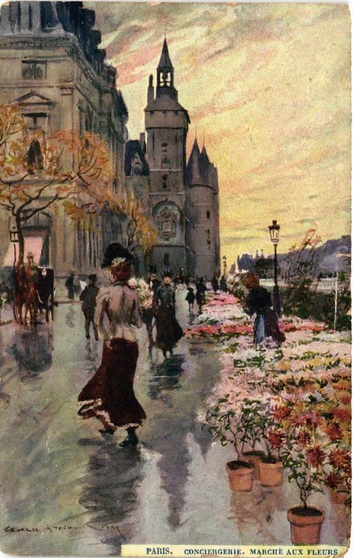 Carte postale ancienne Paris (1e) Conciergerie. Marché aux Fleurs à Paris 1er