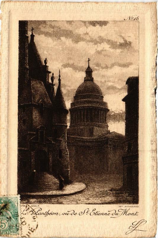 Carte postale ancienne Paris (5e) Le Pantheon vu de Saint-Etienne du Mont à Paris 5e