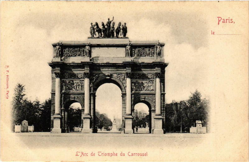Carte postale ancienne Paris (1e) l'Arc de Triomphe du Carrousel à Paris 1er
