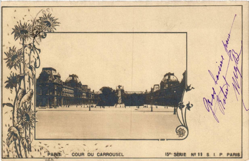 Carte postale ancienne Paris (1e) Cour du Carrousel à Paris 1er