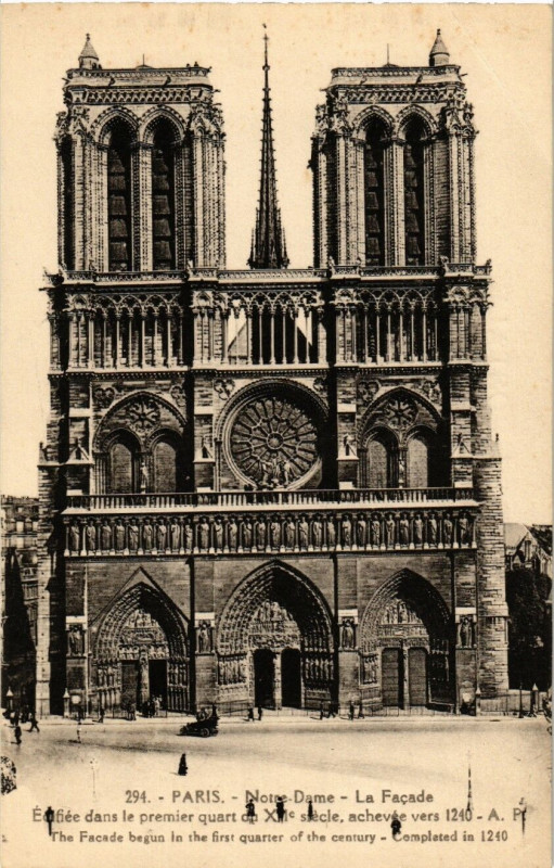 Carte postale ancienne Paris (4e) N - D. La Façade à Paris 4e