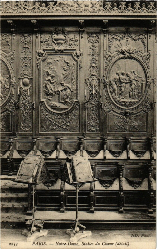 Carte postale ancienne Paris (4e) N - D. Stalles du Choeur à Paris 4e