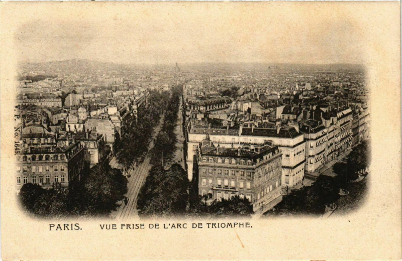 Carte postale ancienne Vue prise de l'Arc de Triomphe à Paris 16e