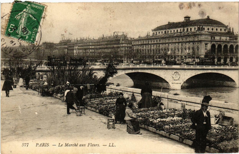 Carte postale ancienne Paris (4e) Le Marché aux Fleurs à Paris 4e