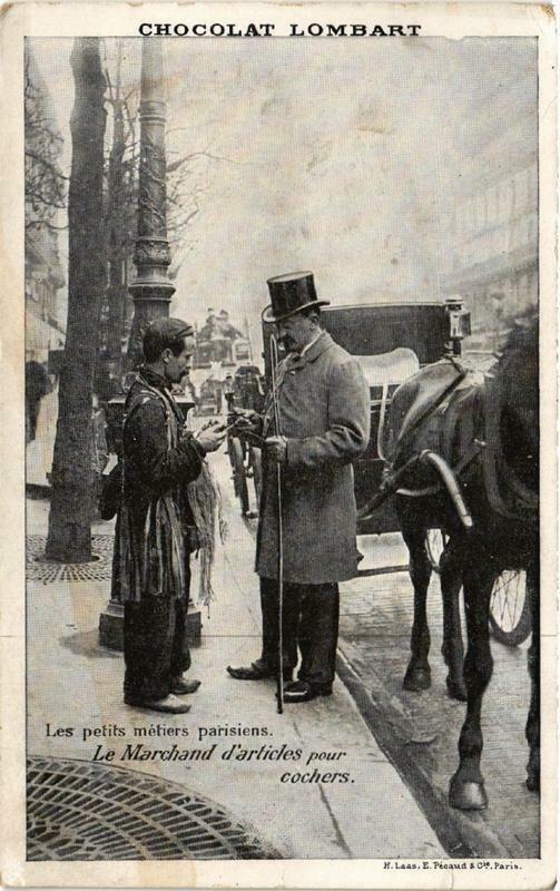 Carte postale ancienne Paris Petits metiers parisiens Le Marchand d'articles pour cochers à Paris