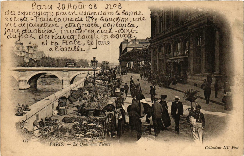 Carte postale ancienne Paris (4e) Le Quai aux Fleurs à Paris 4e